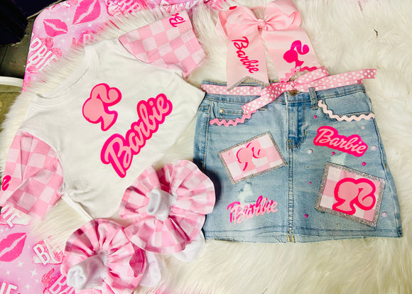 Pink Barbie Skirt set