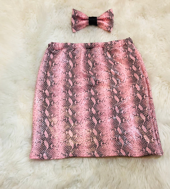 Pink snakeskin skirt
