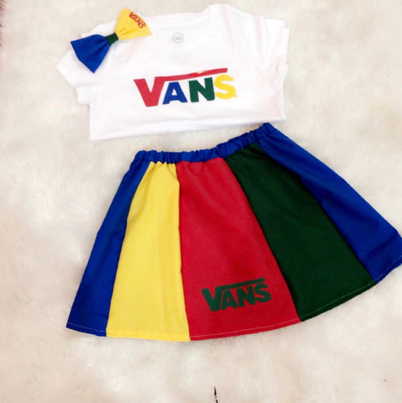 Cross color skirt set