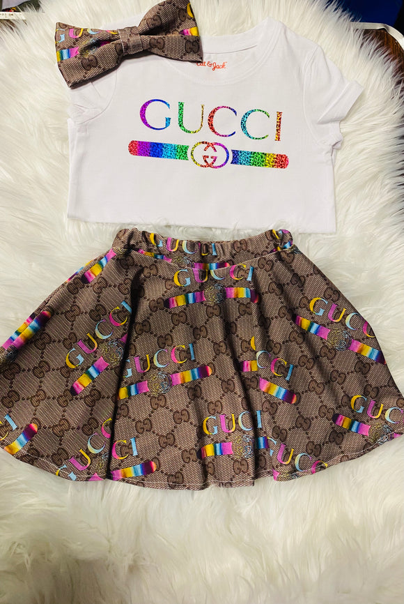 Rainbow GG Skirt set